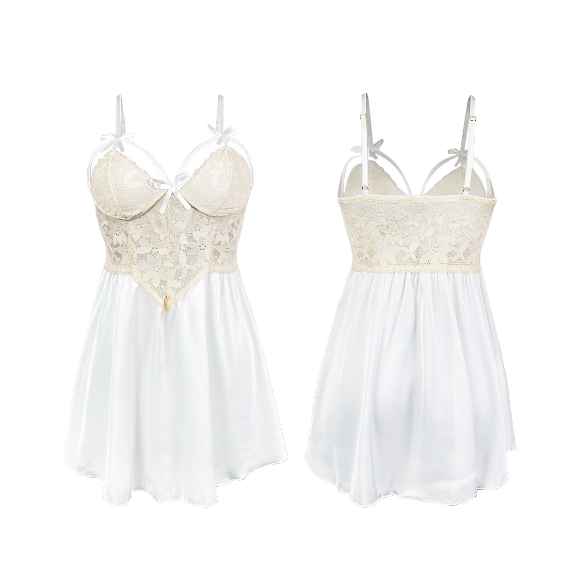 White Summer Home Wear Lace Chemise Women Nightgown Sexy Sleepwear Nightdress